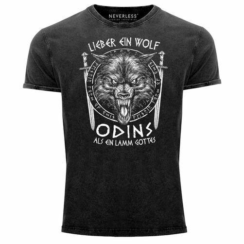 Mens Vintage Shirt Better A Wolf Odin Than A Lamb Of God T-Shirt Print-