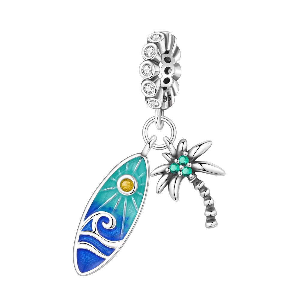 925 Silver Tennis Pendant Bracelet Charms for Women Fine Jewelry DIY Party Beads Gifts Accessories