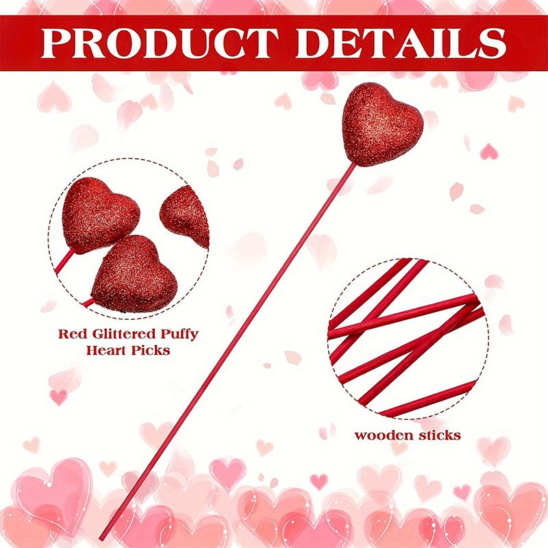 5/10pcs Glitter Picks Stick Table Decorations Supplies Heart Artificial Plants Wedding Flower Bouquet