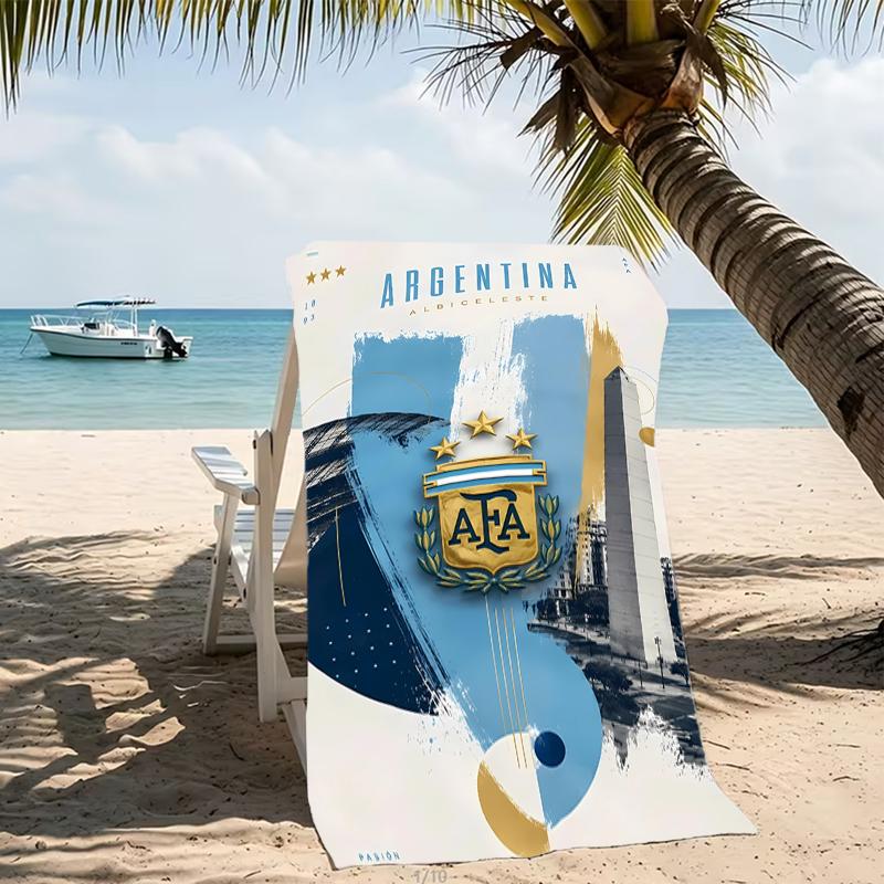 Beach Towel with Argentina Football Pattern - soft,absorbent,machine washable Lightweight&Modern,swimming,Travel Essentials