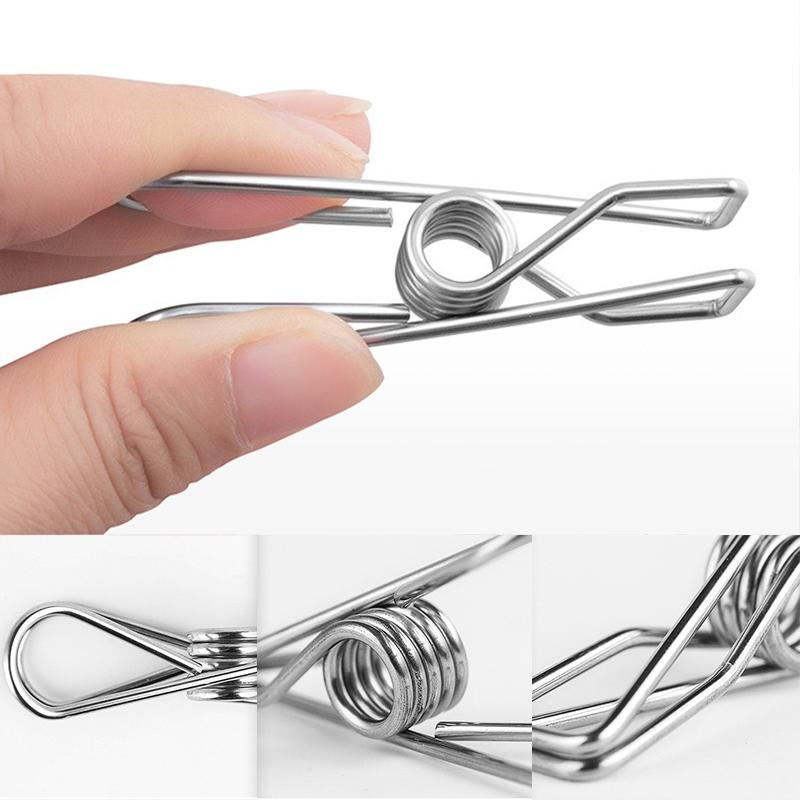 Steel Clamp Line Clothes Hang Pins Pegs Washing Stainless Metal Clips 20-100 Pcs