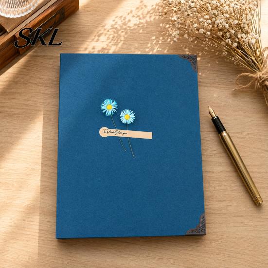 Retro Design Photo Album Sunflower DIY Scrapbook Album, Paste-In Memory Book with Thick Blank Pages, Creative Handmade Craft Keepsake for Travel
