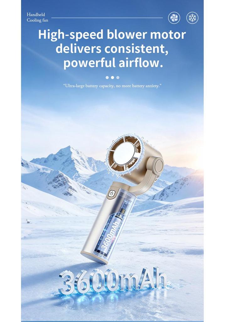 High-Speed Portable USB Aluminum Handheld Fan with Gimbal for Outdoor Cooling