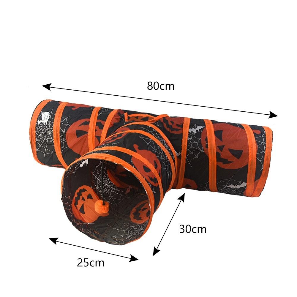 Halloween S/T Shape Cat Tunnel Tube Collapsible Hole Toy for Indoor Outdoor Kitty Training Play Space-Saving Pet Fun