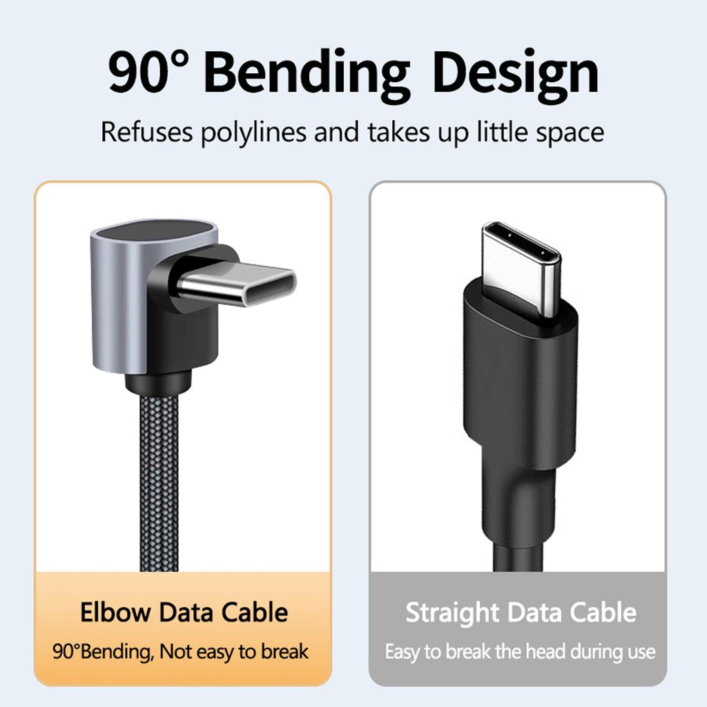 Короткий 90-градусный USB Type-C на кабель, нейлоновый материал, шнур для передачи данных от Power Bank для iPhone 17 для для S25