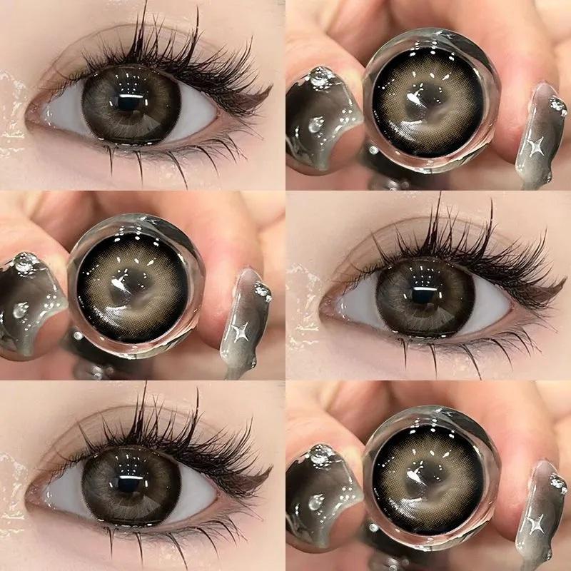 14,5 мм цветные контактные линзы MillCreek для ежегодного использования, натуральный комфорт с раствором коричневого/серого цвета, большие глаза, для студентов, для женщин, аксессуары для макияжа