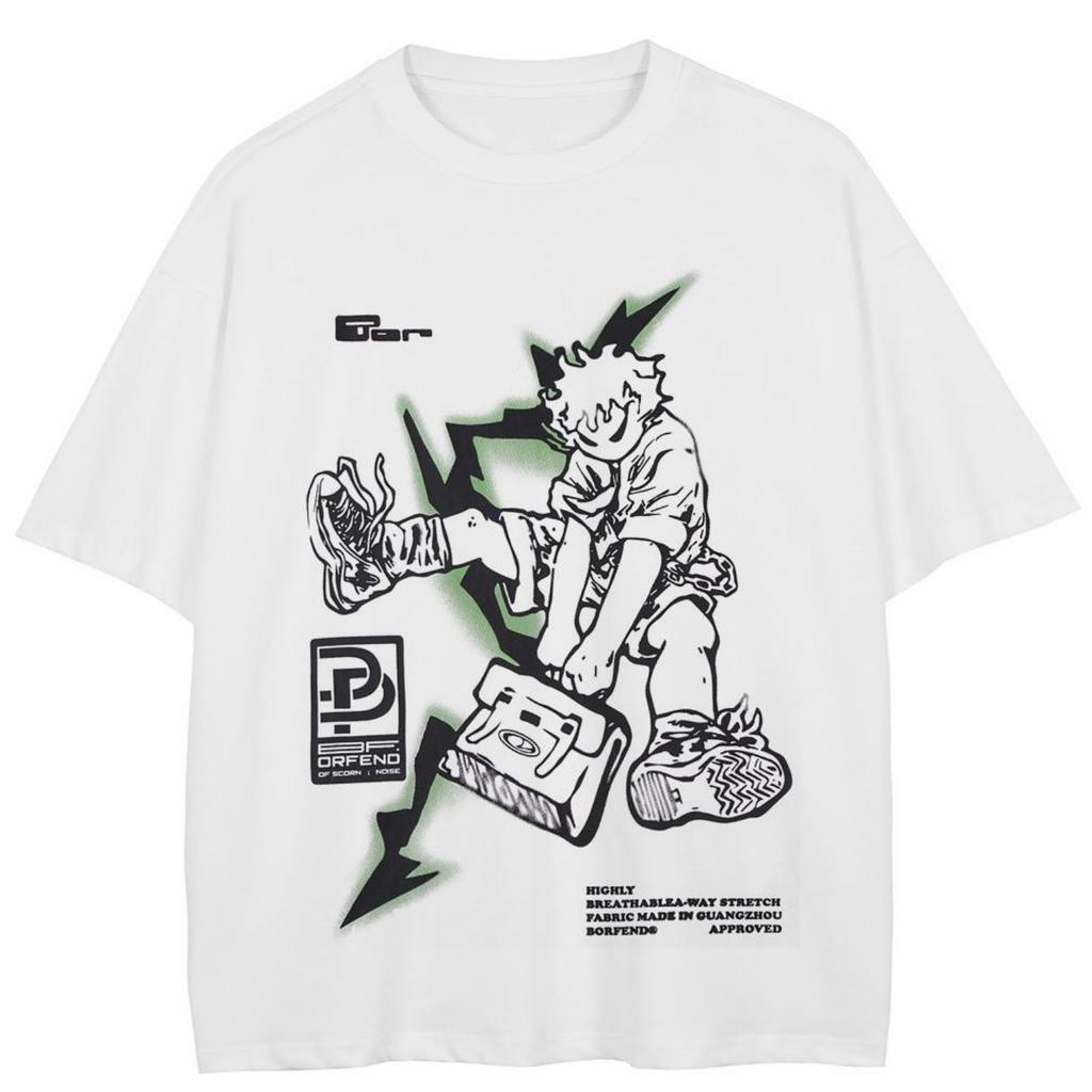 Уличная футболка с рисунком из мультфильма, хлопковые топы унисекс, футболки, летняя футболка с короткими рукавами(1)