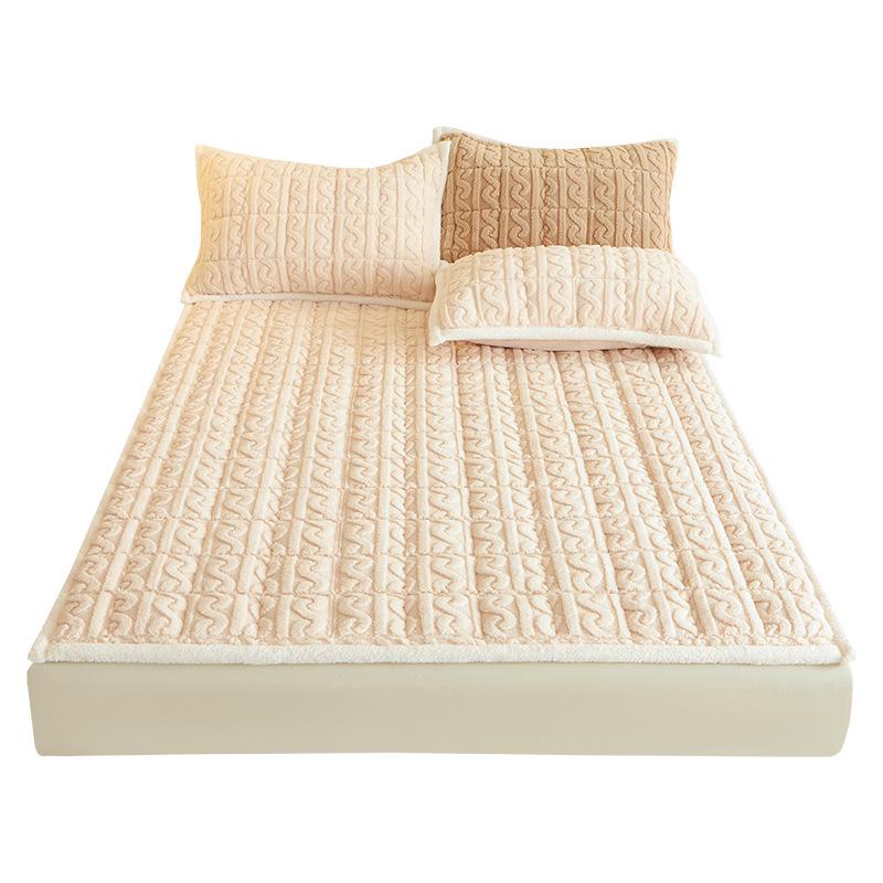 Зимний утолщенный наматрасник из тафты и бархата - Мягкое молочное бархатное постельное белье для общежития, односпальный или двуспальный