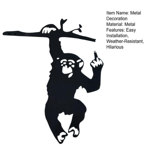 Металлическое украшение в виде обезьяны, показывающей средний палец, Садовое украшение в виде обезьяны для декора дерева, двора, забора