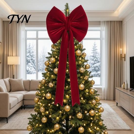 Reusable Event Ornaments Large Burgundy Velvet Bow, Giant Hanging Wall Decor for Fireplace Embellishments Wedding Backdrop, Christmas Tree Topper,
