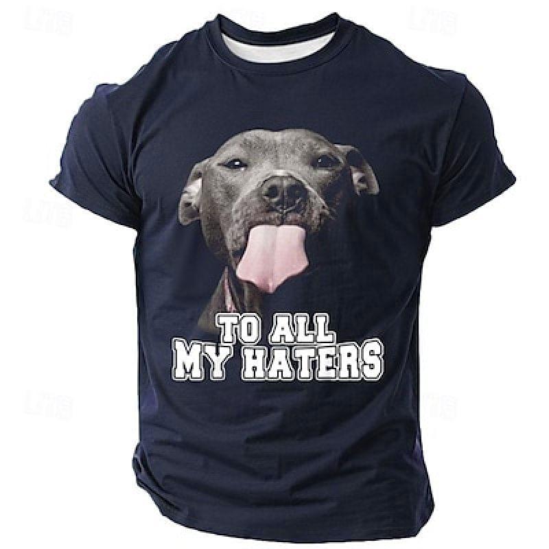 Собака Смешной сленг ретро Винтаж Повседневный Уличный Мужская 3D Печать Футболка Футболка Спортивная Короткий Рукав Круглый Вырез Летняя Одежда Одежда