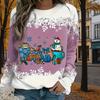 Autumn&Spring Clothing Snowman & Christmas Gifts Print Sweater Tops for Women Round Neck Long Sleeve