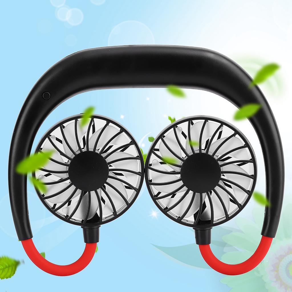 Портативный мини-вентилятор с шейным ободом, двойной настольный, с зарядкой от USB, 3 скорости, ленивый, подвесной стиль для шеи