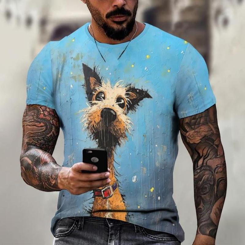 Летняя футболка с короткими рукавами и животными для мужчин, повседневная футболка с 3d узором и принтом, модная уличная одежда больших размеров, мужская футболка, спортивная одежда