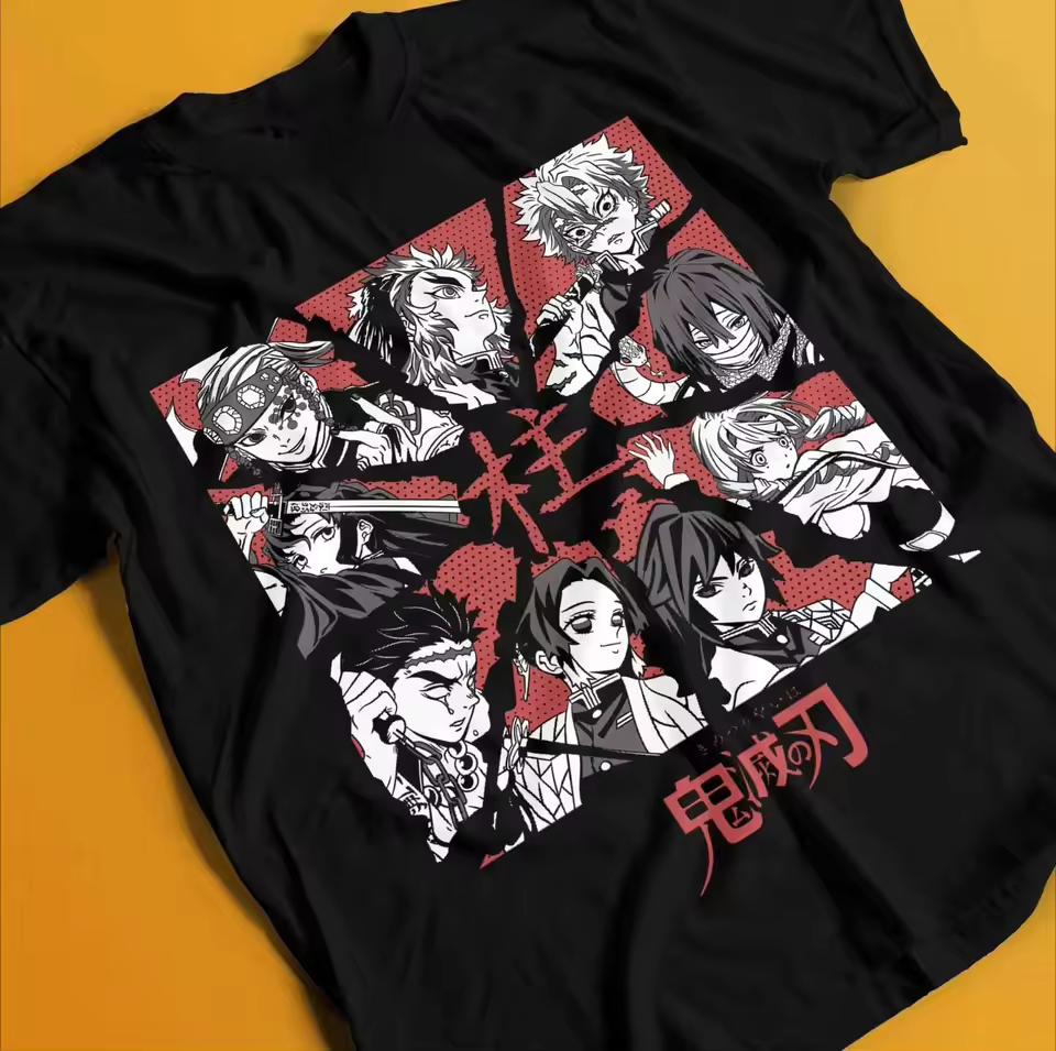Demon Slayer Shirt Tanjiro Tshirt Zenitsu T-Shirt Muzan Doma Tee Inosuke Nezuko Summer Men's and Women's Breathable T-shirt Top