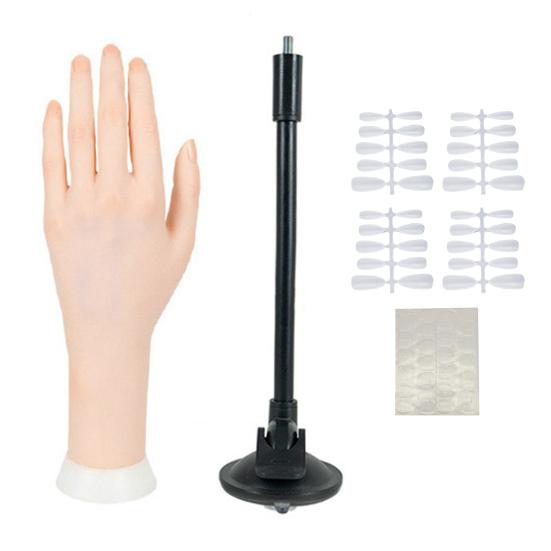 Silicone Practice Hand for Acrylic Nails Realistic Flexible Mannequin Hand Nail Art Practice Hand for Bracelets Rings Display