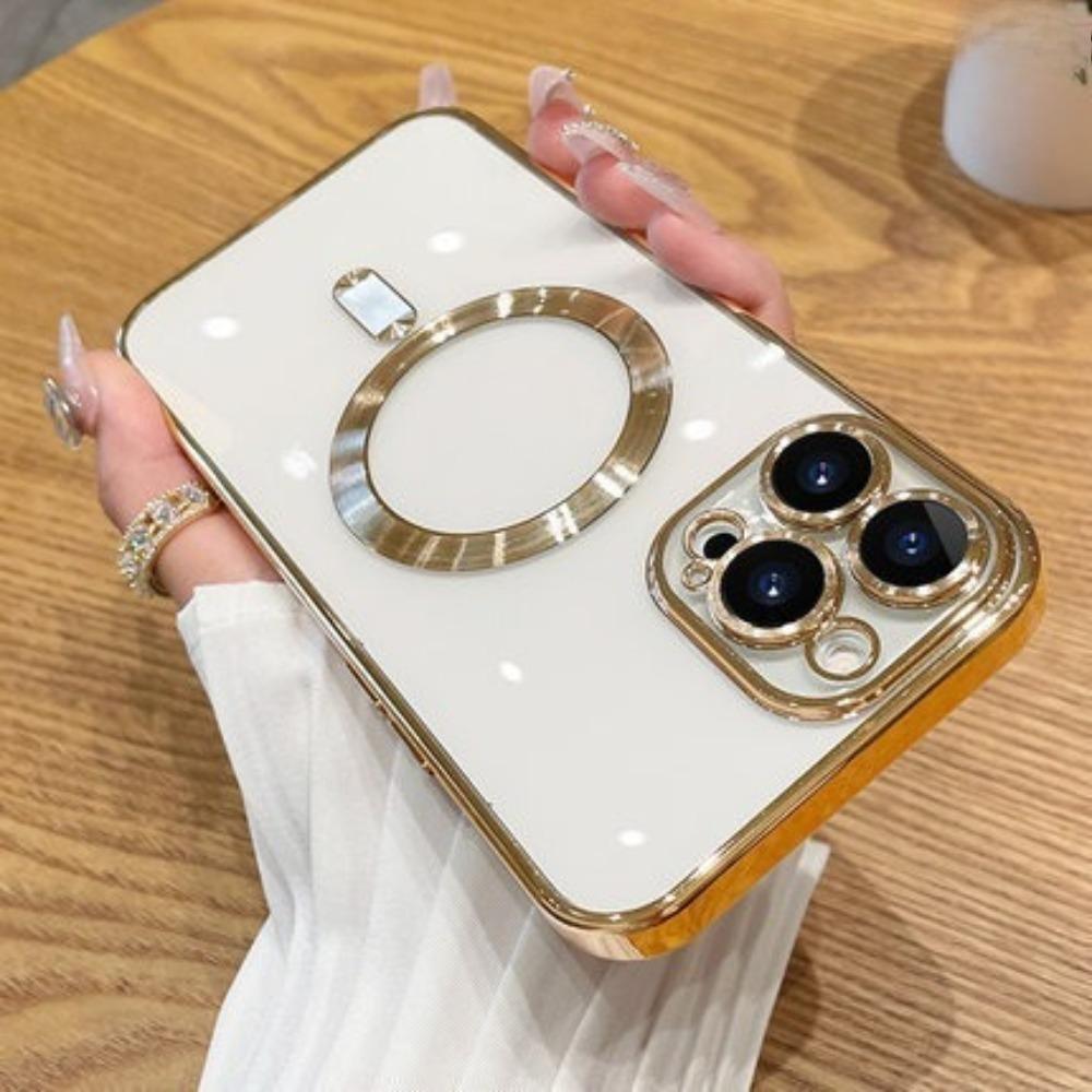 **Гальванизированный Магнитный Чехол для Телефона с Зарядкой для iPhone 18 Pro Max 15 16E Полное Покрытие Защитная Пленка для Камеры