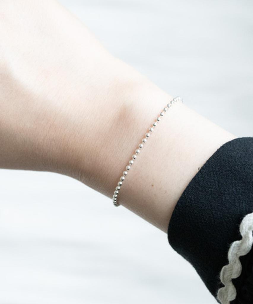 Alleun Серебро 925 Шариковая Цепь Длинный Массивный Браслет (Тип А)