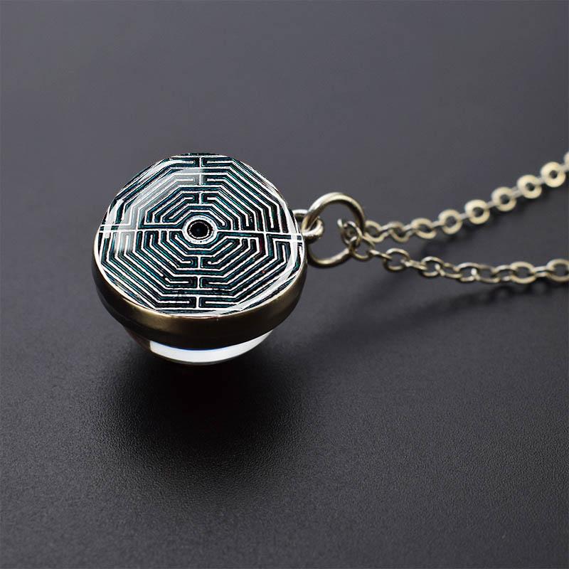 Сакральная геометрия-куб Метатрона, ожерелья Шри Янтра Мандала, двустороннее стеклянный шар, кулон, ожерелье, буддийское ювелирное изделие для йоги, подарок