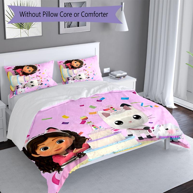 3pcs Gabby's Dollhouse2 pattern bedding set duvet cover set includes duvet cover &pillowcases, perfect all season bedroom decoration & gift