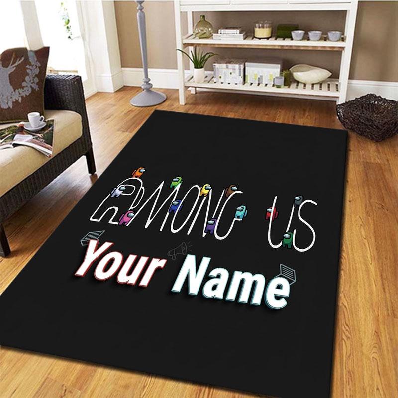 Among Us Custom Name Carpet Rug for Living Room Bedroom Home Sofa Decoration,Kids play Non-slip Floor Mat