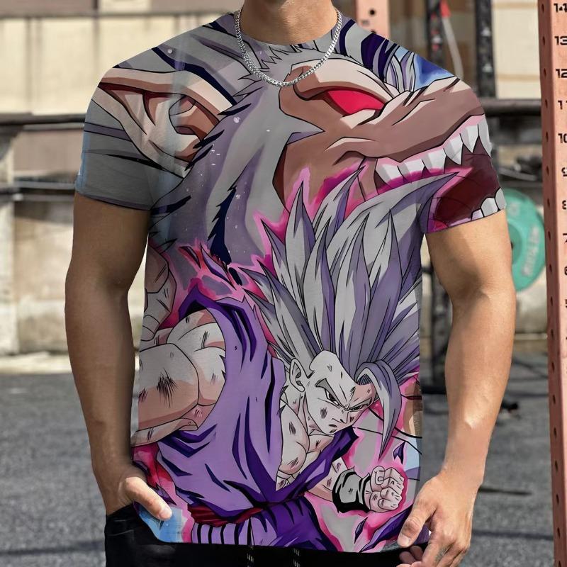 2026 Летняя Ретро Футболка Dragon Ball для Фитнеса Мужская Оверсайз 3D Печать Короткий Рукав Семейная Унисекс Детская Спортивная Футболка