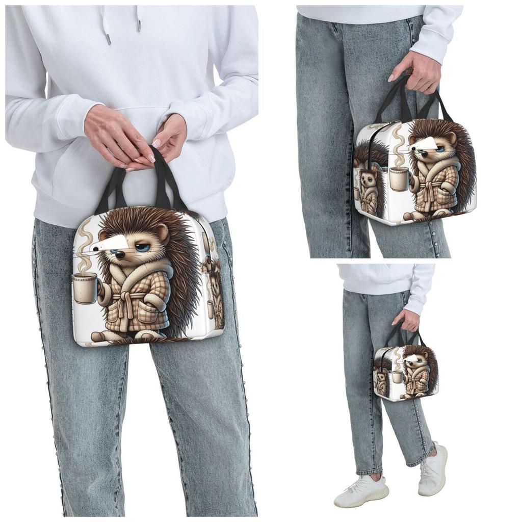 Tired Hedgehog Insulated Lunch Bag for Kids School Cooler Thermal Food Box Tote Portable Lunch Boxes Container
