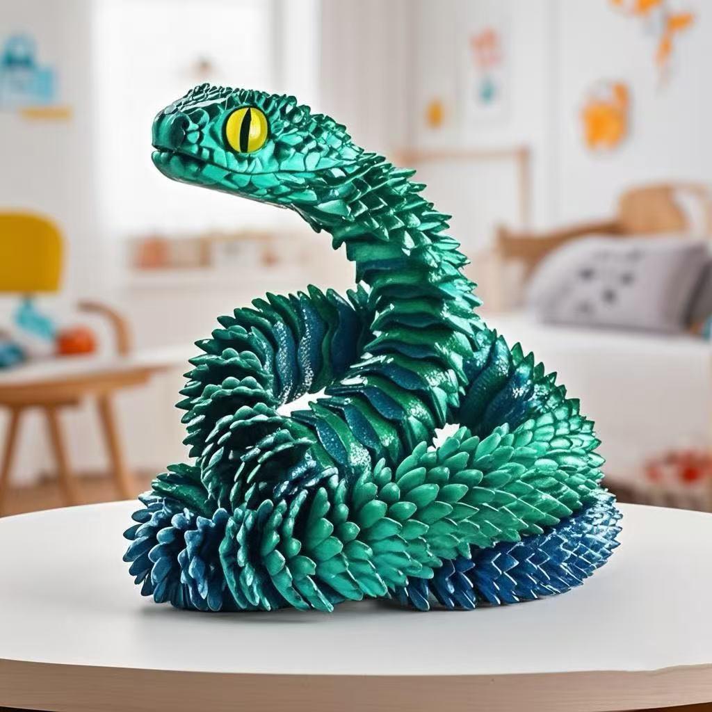 3D Creative Printed Toys Snake Model Sensory Toys Desktop Ornament 3D Printed Snake Desktop Articulated Snake Collectibles