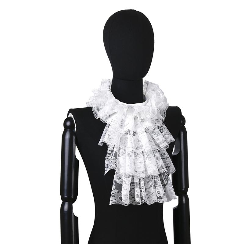 Lace Court Lapel Vintage Fake Collar Ruff Tulle Scarf Cosplay Accessory Dress Layered Ruffled Detachable Mesh Collar Shawl