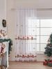 Christmas Curtains 84 Inch Length for Living Room 1 Panels Set Holiday Poinsettia Sheer Decorations Buffalo Plaid Decor