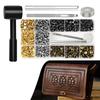 480 Sets Leather Rivets Double Caps Rivet Tubular Metal Studs with 3 Setting Tools Hammer for Leather Craft Repair