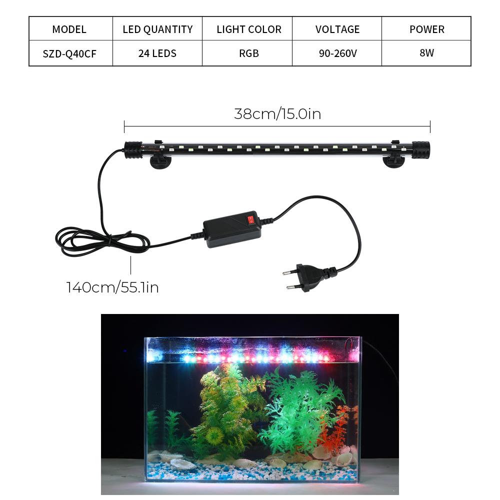 28/38/48 см светильник для аквариума RGB погружной светильник для аквариума подводный светильник с европейской вилкой воздушные пузырьки для аквариума AC 90~260 В