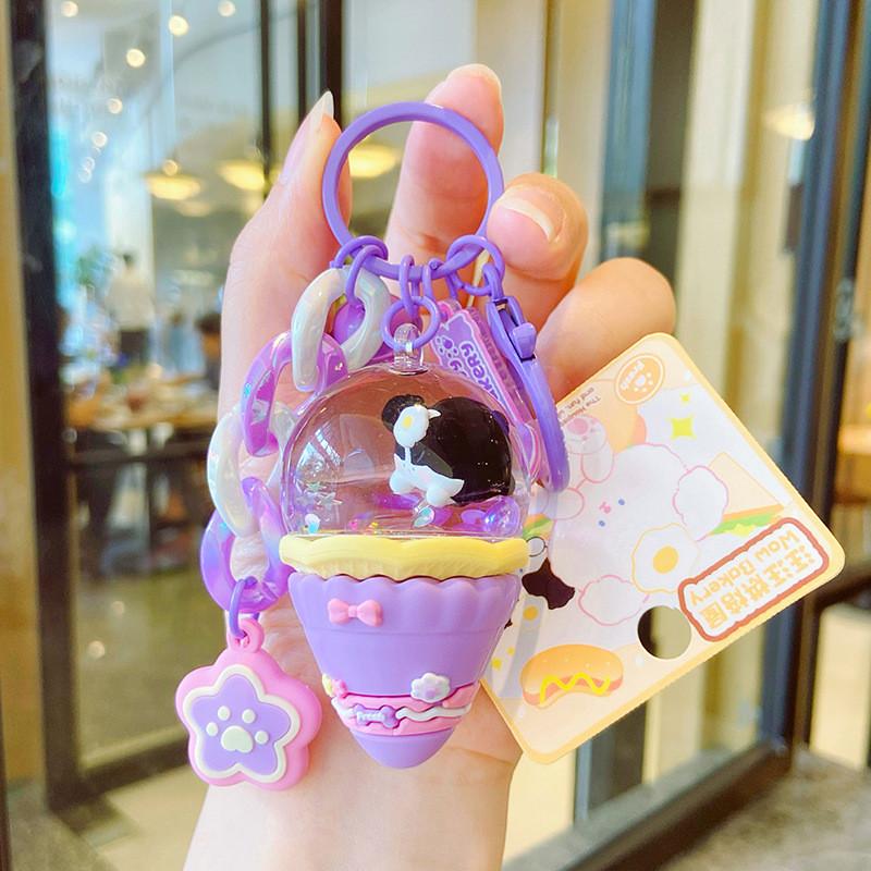 Очаровательный мультяшный мини-брелок в виде рожка мороженого, восхитительный акриловый аксессуар для ключей
