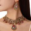 Metal Necklace Earrings Set Water Drop Pendant Ethnic Style Necklace Set  Wedding Party