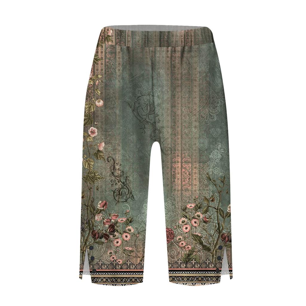 Женские брюки с принтом, модные повседневные шорты с карманами и эластичной резинкой на талии