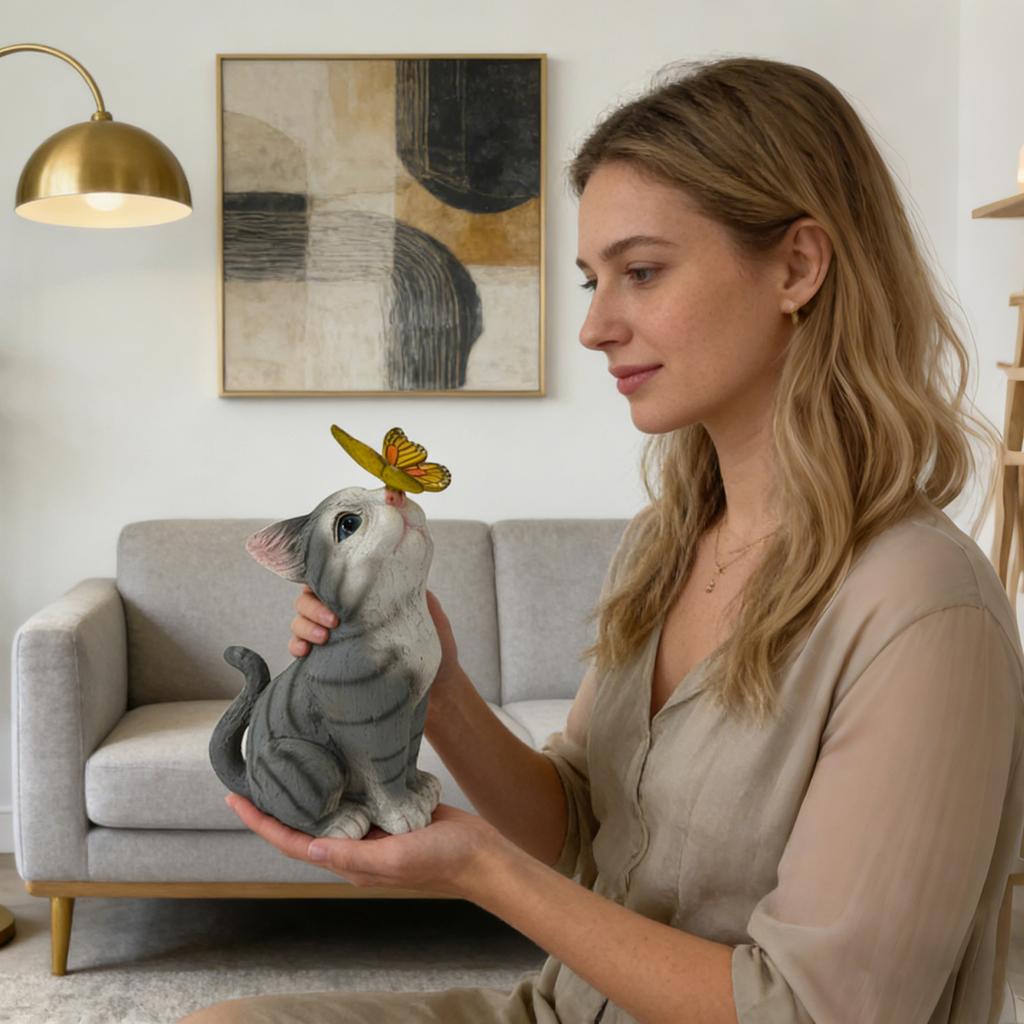 Solar-Powered Resin  Figurine Night Light Realistic Animal Sculpture Garden Decorative Ornament