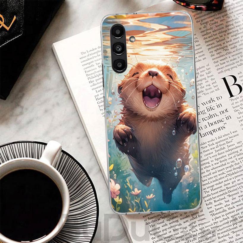 Милый Мультяшный Чехол для Телефона с Выдрой Для Samsung A17 A16 A26 A36 A56 A15 A14 A13 A55 A54 A53 A35 A34 A33 A25 A24 A23 A05S A04S A