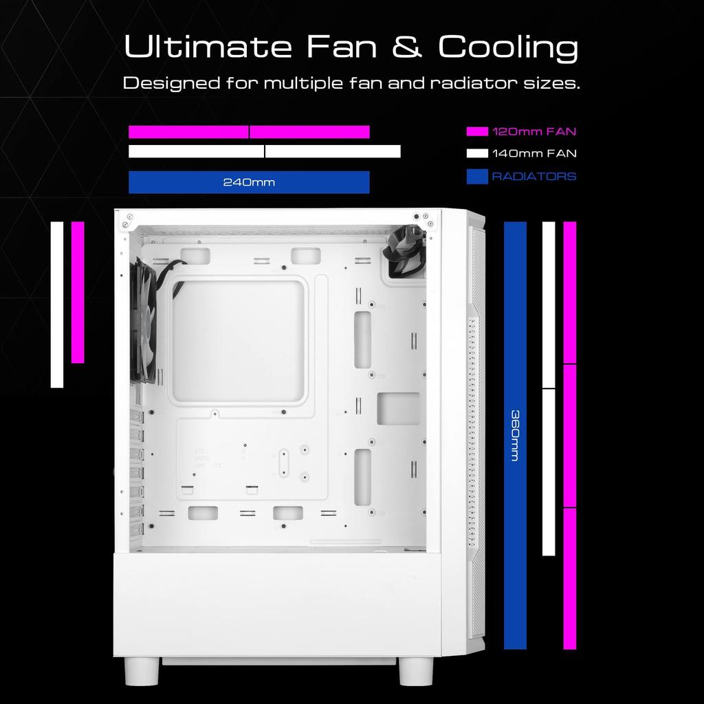 Корпус игрового ПК GAMDIAS ATHENA M6 LITE Корпус ATX Бесшовное закаленное стекло Окна 4 120 мм ARGB вентилятор Три стороны Подсвечивающаяся сетчатая передняя панель Перфорированная
