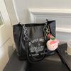 Letter Printing Simple Large-Capacity Tote Bag Pendant Chain Portable Shoulder Underarm Bag Female Tide
