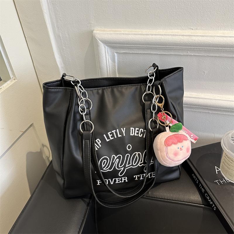 Letter Printing Simple Large-Capacity Tote Bag Pendant Chain Portable Shoulder Underarm Bag Female Tide