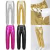 Kids Girls Shiny Metallic Dance Pants Elastic High Waist Hip Hop Trousers Streetwear Dancewear