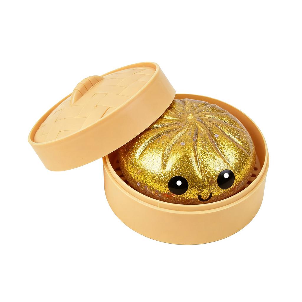 Dumpling Stress Balls Toy with Steamer Simulation Food Squishies Bun Fidget Sensory Toys for Home Desktop Decoration Party Gifts
