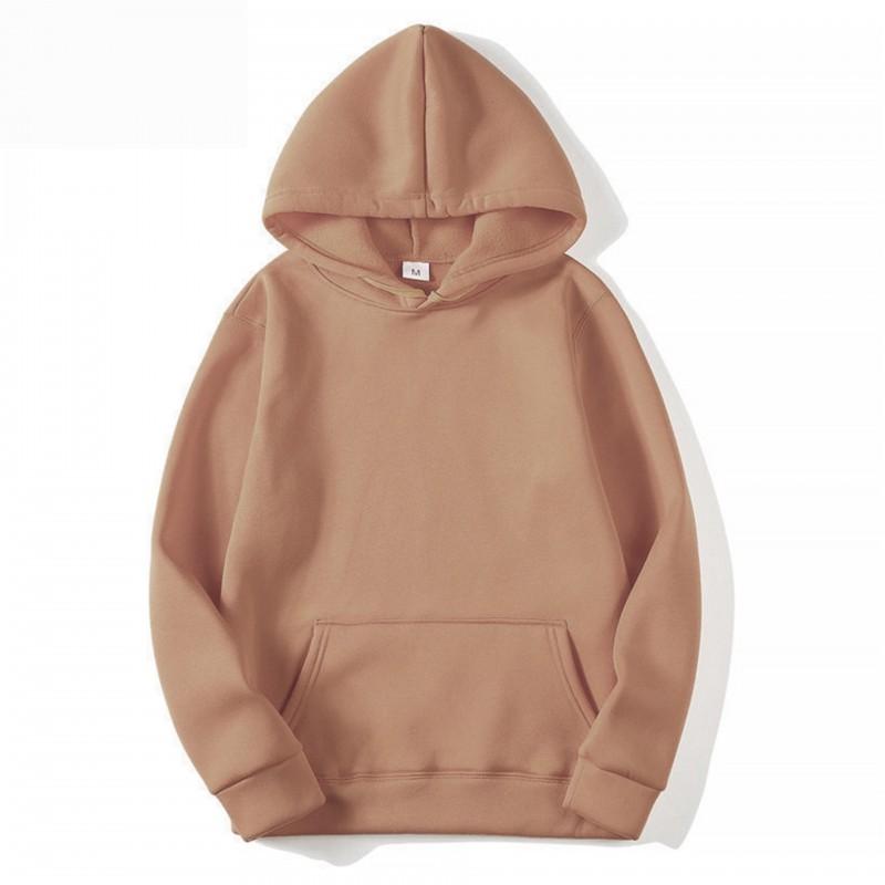 Loose Fit Hooded Sweatshirt Unisex Solid Color Casual Top