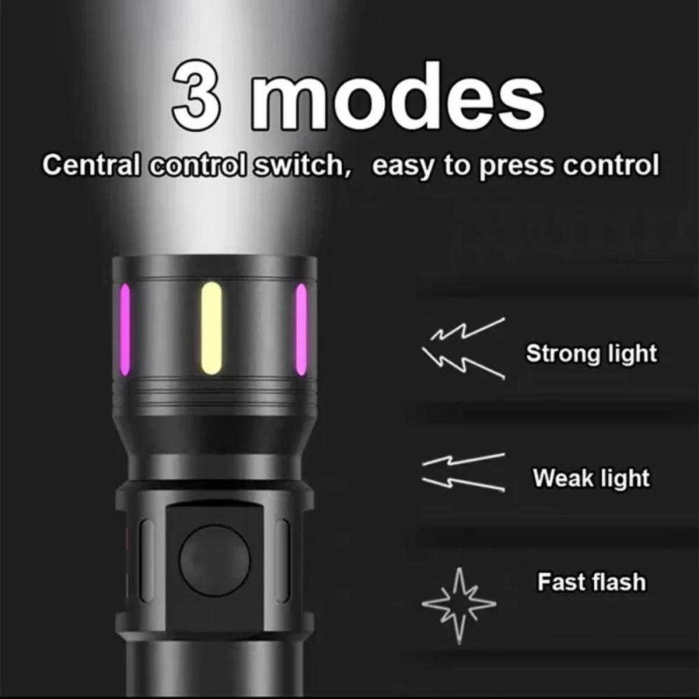 Powerful Small Flashlight High Power Rechargeable Led Flashlight 2000mah Built-in Battery Fluorescence ABS Portable Torch