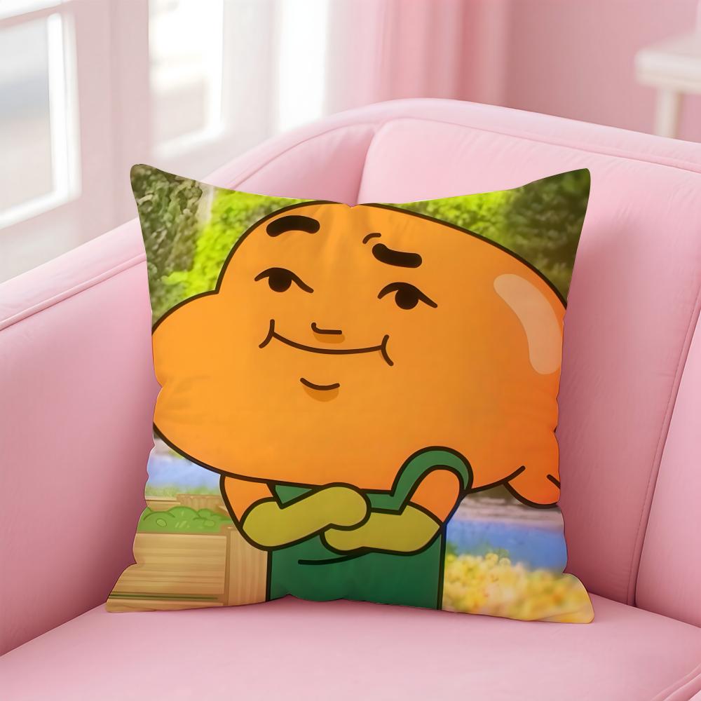Classic British Cartoon TThe Amazing World of Gumball Cushion Cover Pillow Case Soft Skin Friendly Fabric  Concealed Zipper