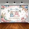 Blue Pink Balloon Toy Bear Themed Party Background Revealing Newborn Gender Festival Decoration Photography Studio Background
