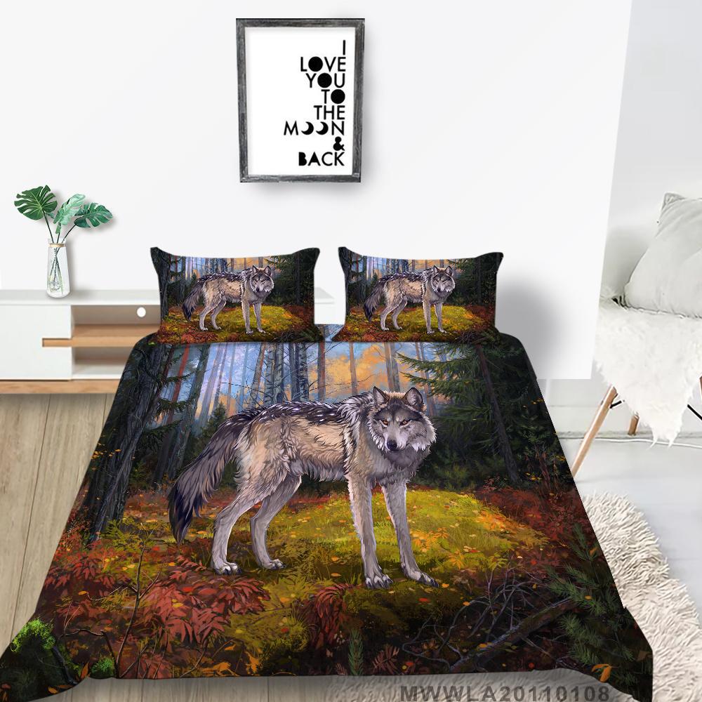 2023 Новый стиль, пододеяльник, комплект постельного белья с принтом волка, роскошный крутой комплект постельного белья, комплект постельного белья для девочек, полиэстер, одноразмерное покрывало