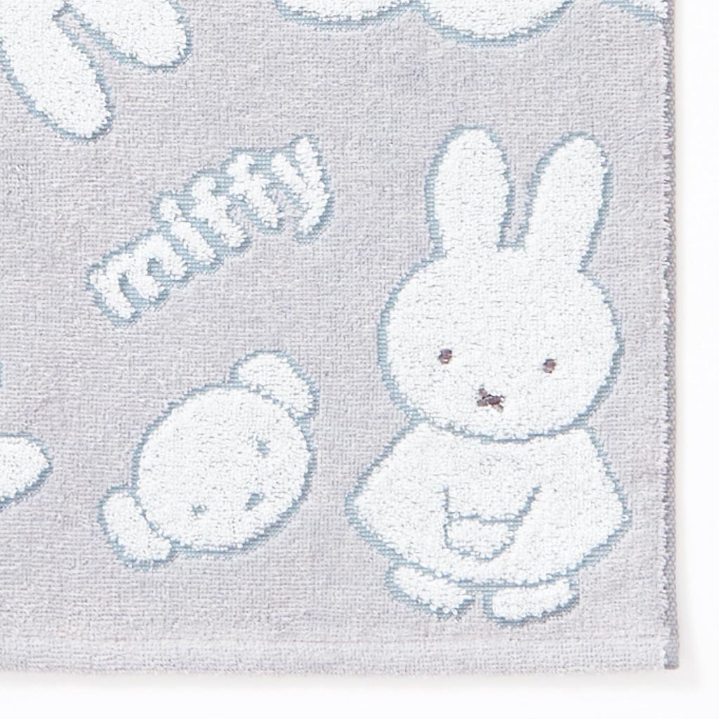 Nishikawa Miffy Лицо Жаккардовое плетение для мягкого полотенца, 34x80см, Стираемое, 100% хлопок, На ощупь, Япония, Серый,