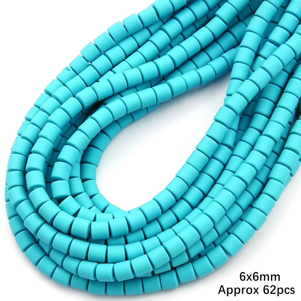 60pcs/Bag 6x6mm Flat Round Cylinder Polymer Resin Clay Beads Loose Spacer Handmade Beads For DIY Jewelry Making Bracelets Necklaces Crafts 38cm/15