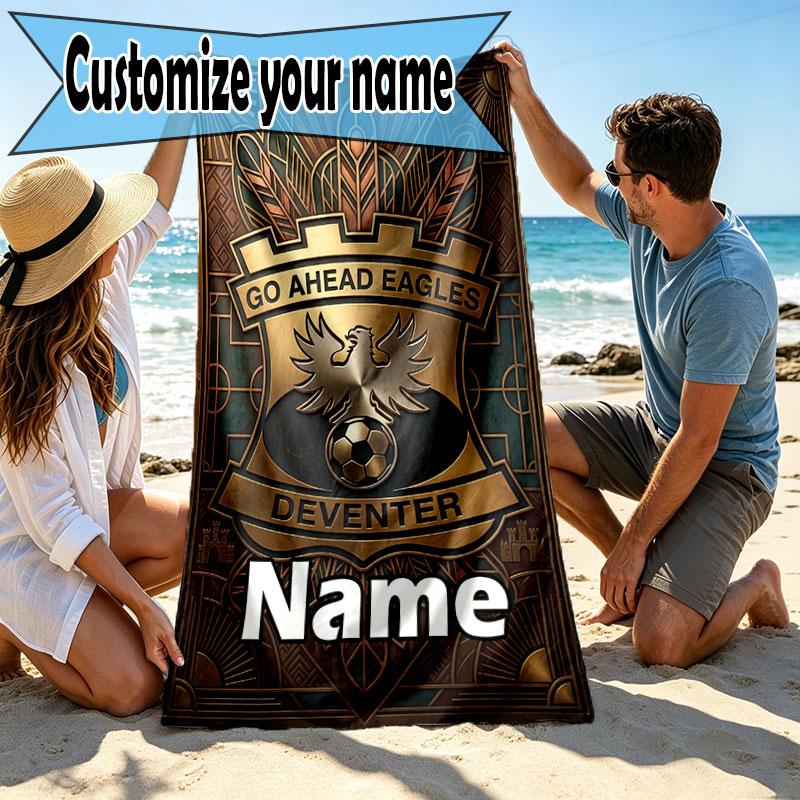 Custom Name Personalized Go Ahead Eagles Print Beach Towel, for Trip Camping Beach Party Home Decor, Birthday Gift for Family & Friends